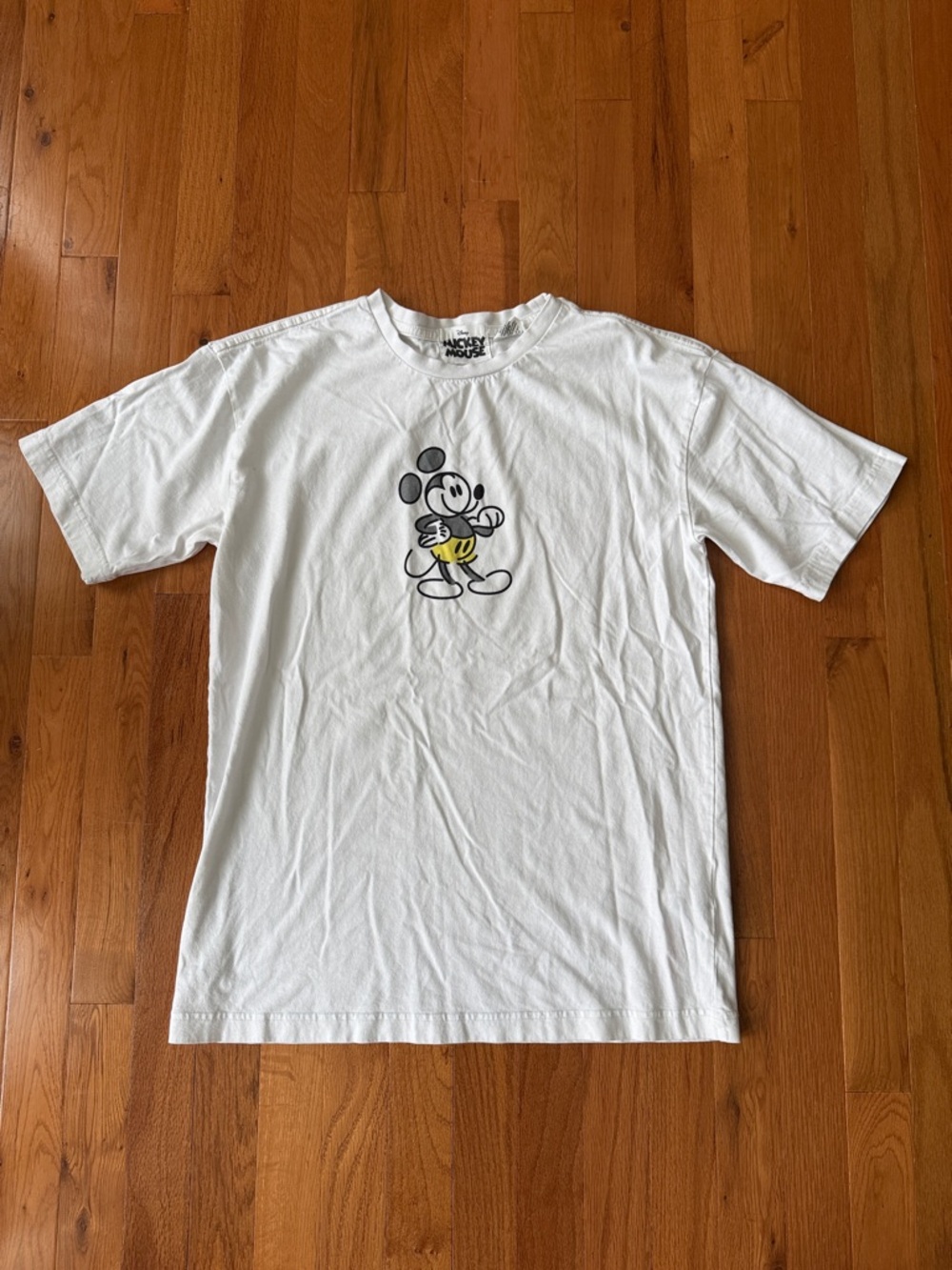 Disney White Short-Sleeve Tee with Small Mickey Graphic